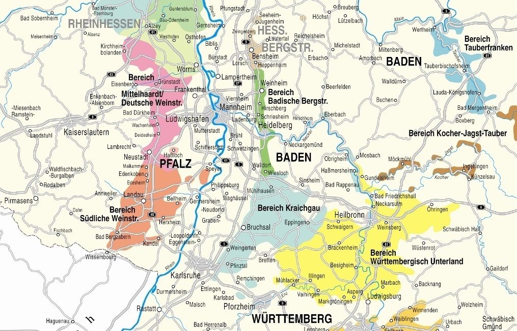 Karte vom Anbaugebiet Pfalz