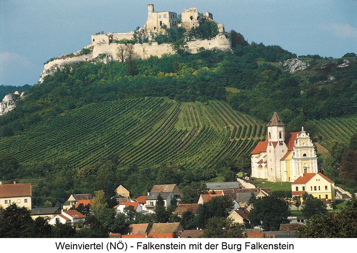 Weinviertel - Falkenstein mit der Burg Falkenstein und Weingärten