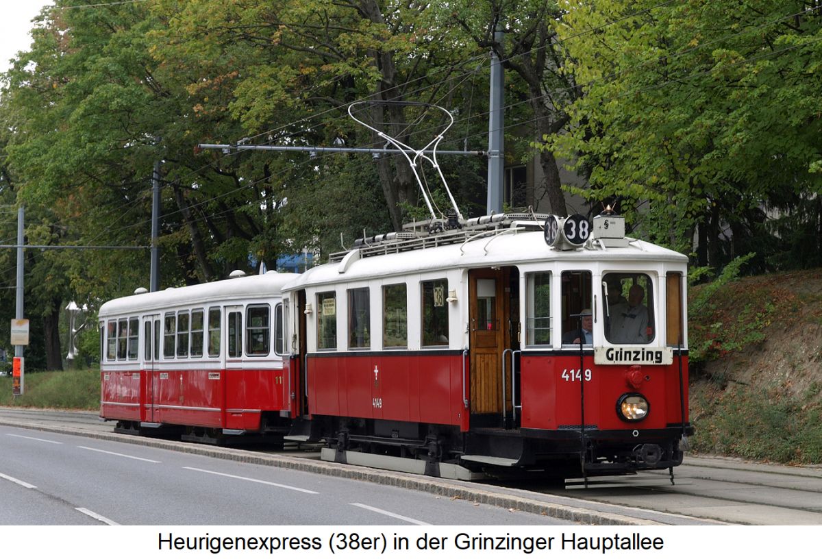 Heurigenexpress - der 38er (Straßenbahnlinie) in der Grinzinger Hauptallee