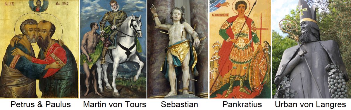 Weinheilige - Petrus & Paulus, Martin von Tours, Sebastian, Pankratius, Urban von Langres