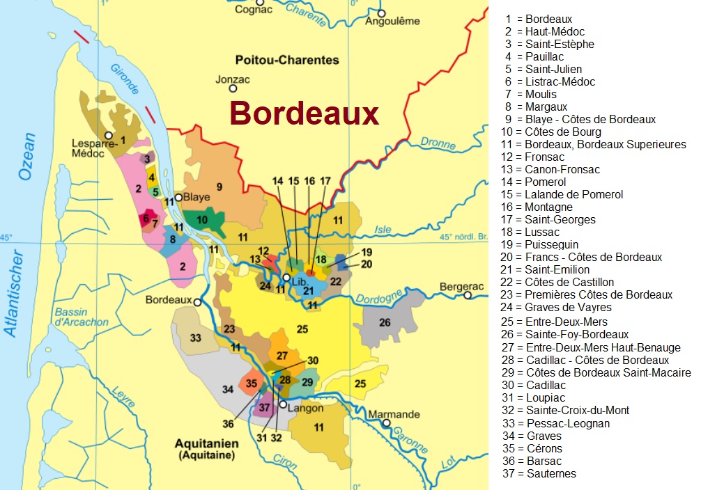 Bordeaux - Karte