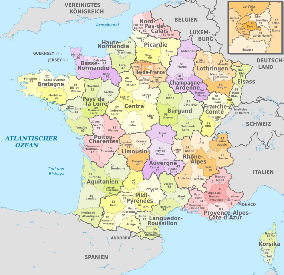 Frankreich - politische Karte