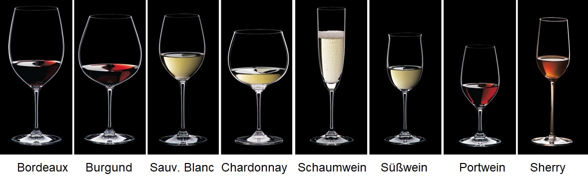 Gläser - 8 verschiedene Weingläser