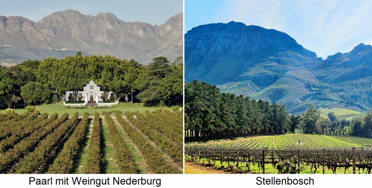 Südafrika - Weinberge in Paarl (mit Weingut Nederburg) und Stellenbosch