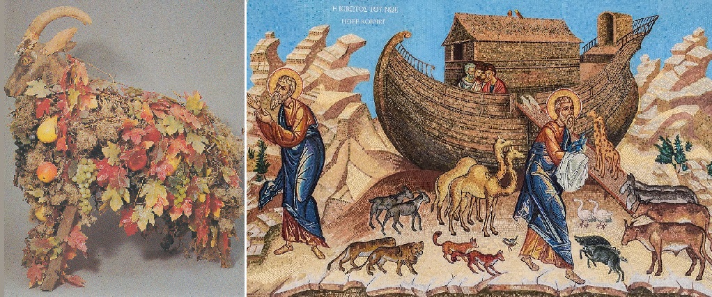 Weinbeergeiß - geschmückter Geißbock und Noahs Arche